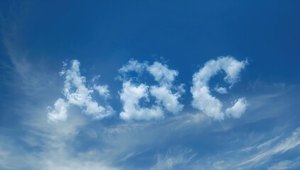 Wall Mural - The English Alphabet Emerging from the Clouds