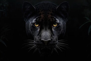Wall Mural - dark background featuring a black panther's visage