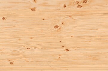 Wall Mural - Textured Knotted Pine Surface. Pale Raw Timber with Natural Imperfections. Wood Grain Backgrounds. Smooth Wooden Slab Featuring Multiple Knots. Close-up of Rough Light Brown Wood Texture. Plank