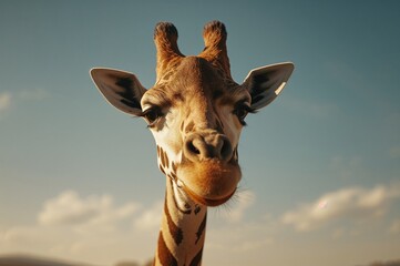 Wall Mural - detailed view of a giraffe under clear daylight