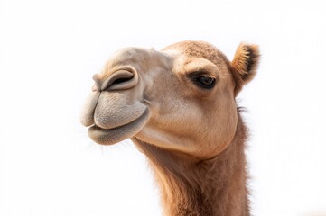 Wall Mural - isolated portrait of a camel against a white backdrop