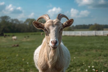 Wall Mural - Farmyard goat in the countryside
