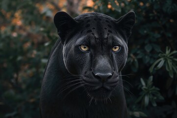 Wall Mural - face of a black panther against a background