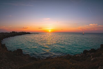 Wall Mural - gorgeous cozy evening glow over the ocean