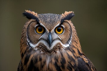 Wall Mural - close-up of a eurasian eagle-owl's head in its natural habitat
