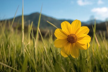 Wall Mural - Stunning photo of a vibrant yellow blossom