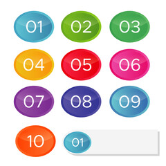 buttons number for web vector