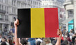© Royal - Protesters holding the flag of Belgium 3D Rendering