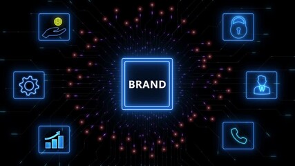 Brand development marketing strategy concept. Business, technology, internet and networking concept.