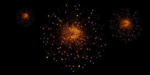 A dazzling display of golden fireworks exploding against the night sky symbolizing celebration and joyous moments with