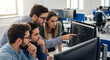 © Thiago - A team of skilled developers and programmers collaborates, intently focused on the illuminated screens, working in a modern office environment.