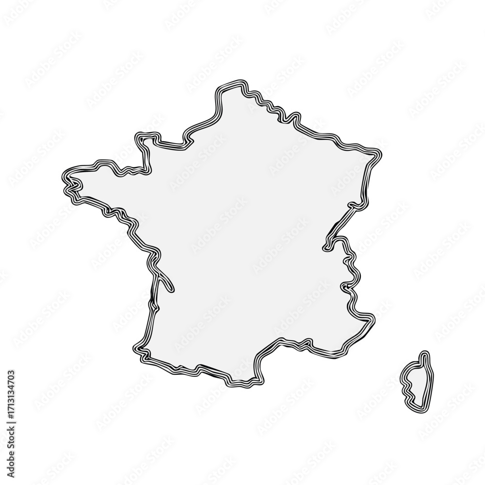 Outline Map of France in Black and White Stock Vector | Adobe Stock