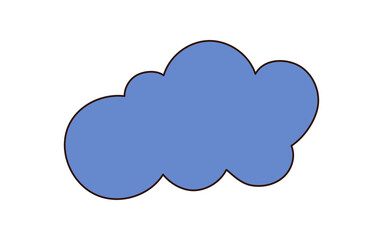 Wall Mural - Groovy retro cloud icon with abstract blue shape in funky style. Groovy element as playful doodle and modern y2k figure, perfect for adding a cool accent to trendy backgrounds or as a vintage