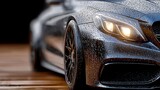 a close-up view of a car with water droplets on it