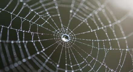 Delicate Dewdrop Web: A close-up of a glistening spider web, adorned with delicate dewdrops. Each droplet captures the ambient light, creating a mesmerizing display of nature's intricacy. 