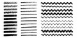 © Kopil - Collection of hand drawn black brush stroke lines and zig zag patterns on a white background