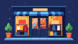 © Fawitra - Charming nocturnal boutique facade glowing softly with stylish apparel displays, creating a welcoming urban retail atmosphere perfect for shopping and business themes