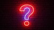 © Irtiko - Neon question mark glows on red brick wall
