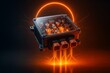 © megh - EV Power Distribution ECU High Voltage Cinematic Render, Transparent Cover, Glowing Connectors – EV PDU ECU Protection & Monitoring Concept