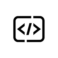 Code icon vector graphic for web development and programming language symbol for software development project