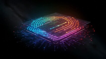 Colorful technology chip illustration