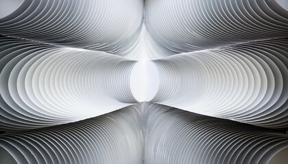 Wall Mural - Abstract White And Grey Stacked Oval Cutouts With Light Inner Shadows