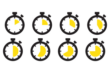 Wall Mural - stop watch sign, Set of stopwatch icon, Set of sports stopwatch icons showing time, stopwatch, set of stopwatch, icon of stop watch