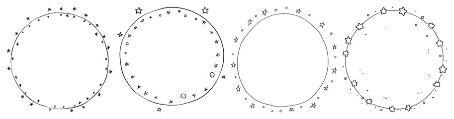 Wall Mural - PNG Decorative circular floral frames, element set on transparent background