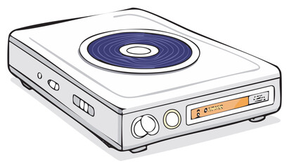Vintage Portable CD Player with Blue Accents and Display Screen