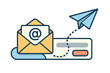 © Graham - Email subscription to newsletter and marketing banner concept. Paper plane represents sending mail. Vector illustration for web communication, promotion, and a subscribe button.