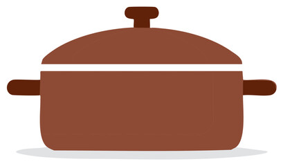 Brown Cookware Pot with Lid and Handles Kitchen Utensil Icon