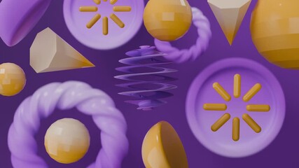 Wall Mural - Purple geometric shapes floating on a background suitable for web design, backgrounds, graphic design projects, and abstract concepts.