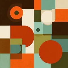 Wall Mural - Retro Abstract Geometric Pattern with Shapes in Vibrant Colors