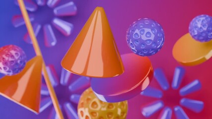 Wall Mural - Abstract 3d art with spheres, cones, cylinders, and radial shapes. Ideal for modern design projects, tech presentations, and innovative concepts.