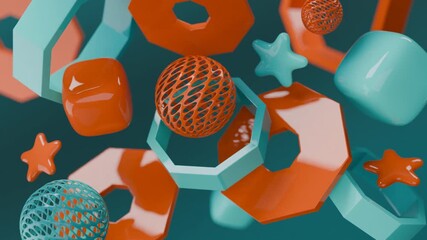 Wall Mural - Abstract geometric design in vibrant orange and turquoise colors for websites, backgrounds, presentations, and graphic design projects. Ideal for modern and creative visuals.