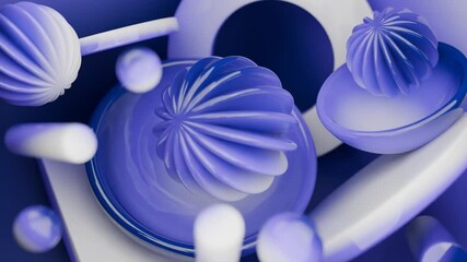 Wall Mural - Purple and white glossy abstract geometric shapes suitable for backgrounds, print design, web design, advertising, and modern art concepts.