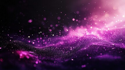 Wall Mural - purple and pink glittering particles on a dark background.