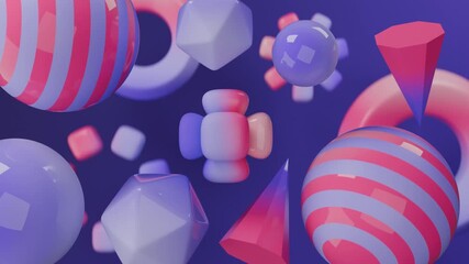 Wall Mural - 3d geometric shapes in various colors floating against a backdrop suitable for modern design projects, web graphics, and abstract backgrounds.
