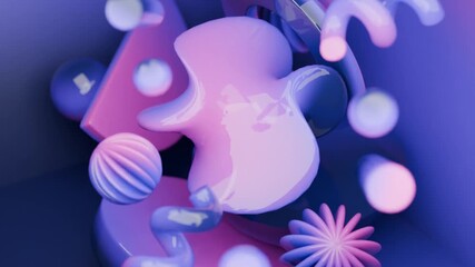 Wall Mural - Abstract composition featuring pink and purple glossy shapes. Perfect for vibrant backgrounds, modern designs, and creative concepts needing a pop of color.