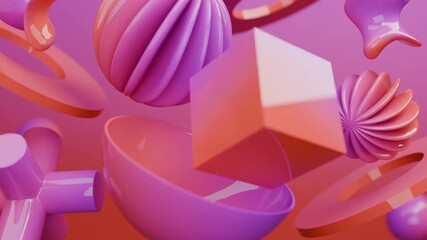 Wall Mural - Abstract geometric shapes in pink and orange hues. Ideal for graphic design projects, web backgrounds, and artistic compositions. Gradient colors.
