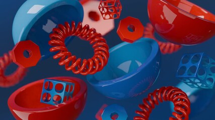 Wall Mural - Abstract graphic design perfect for backgrounds, banners, or digital art projects. Geometric shapes in red and blue contrast beautifully.