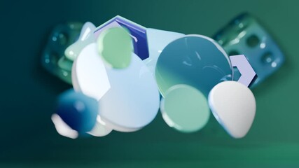 Wall Mural - Abstract shapes of dice and speech bubbles, suitable for game design, communication concepts, and creative marketing materials. Ideal for high impact visuals.