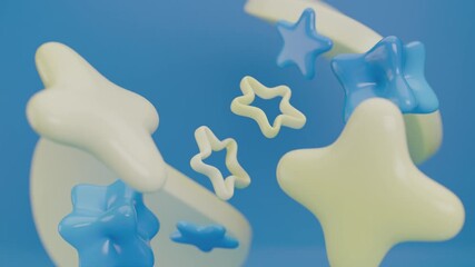Wall Mural - Soft blue and yellow cartoonish shapes create a playful background for designs, ideal for children projects and cheerful themes.