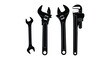 © Alex - Set of four black wrenches and pipe wrench isolated tools for plumbing and construction vector