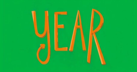Wall Mural - Looping light starting shifting across orange YEAR letters over transparent background for branding