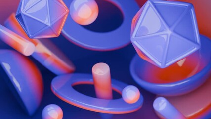 Wall Mural - Geometric shapes spheres rings cylinders polyhedron for abstract design projects, geometric concepts, mathematics education, architectural illustrations, and infographic elements.
