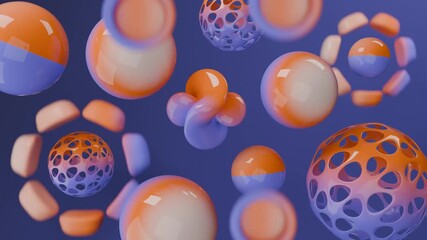 Abstract 3d shapes in blue and orange. Suitable for modern design projects seeking dynamic visual elements. Ideal for web or print applications.