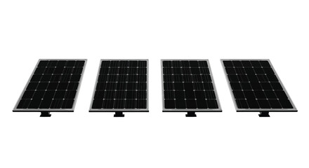 Four modern black solar panels arranged in a row for sustainable energy production vector