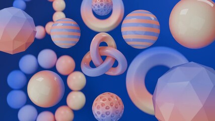 Wall Mural - Abstract geometric shapes set against a vivid blue backdrop, ideal for technology or modern design concepts in advertising and marketing.