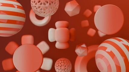 Wall Mural - Pink and orange 3d shapes in space. Suitable for modern design projects, backgrounds, abstract concepts, and technology themed visual content.